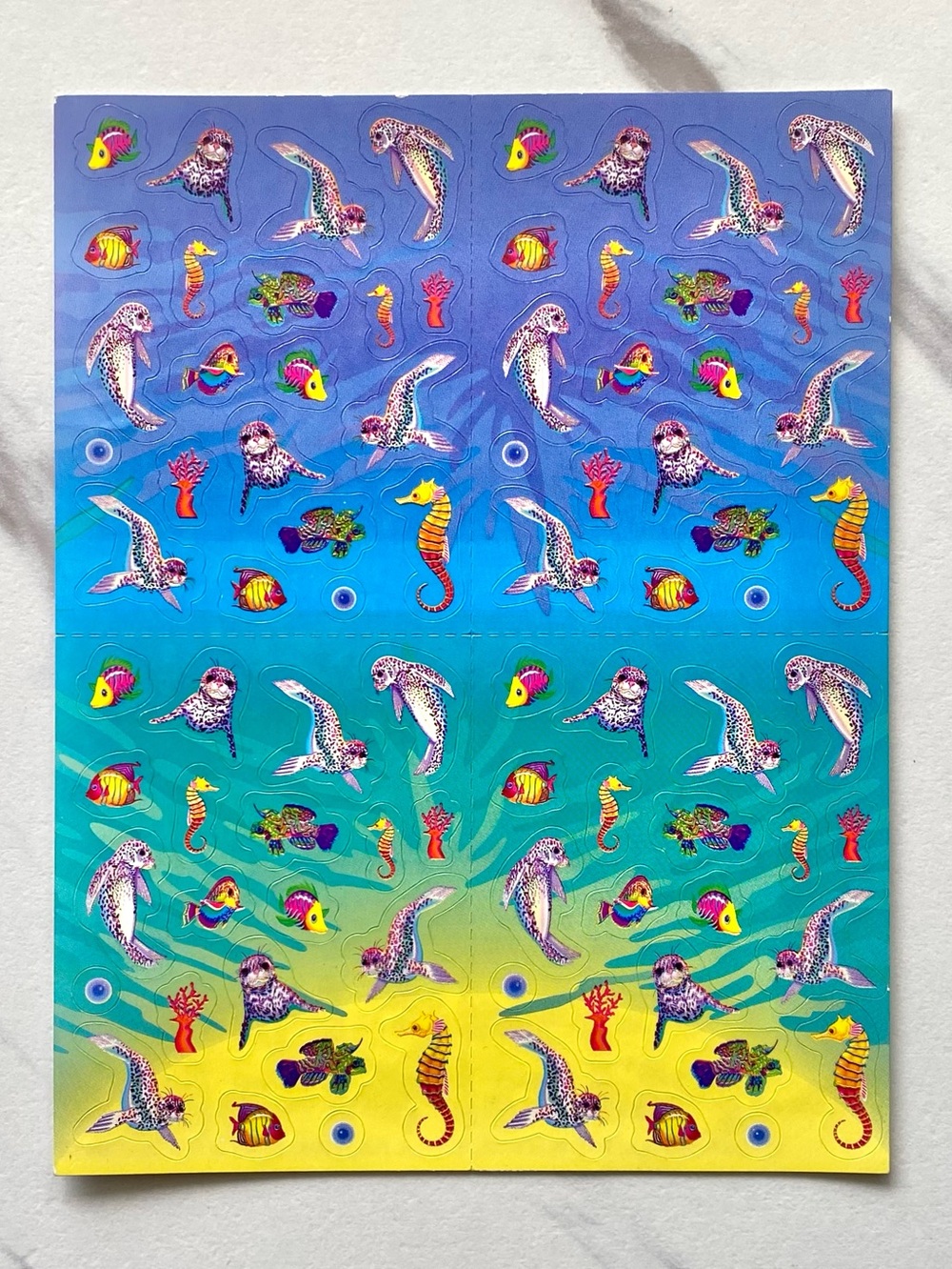 VTG Lisa Frank Rainbow Reef complete sticker sheet